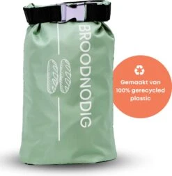 BROODNODIG® - Herbruikbare Boterhamzak - Van 100% Gerecyclede PET-flessen - Ideaal Als Diepvrieszakjes - Lunchzak - Herbruikbaar Boterhamzakje - Foodwrap - Lunchbox - 30x20cm - Pastel Groen