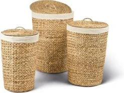 1x FAM Baskets Ronde Wasmand Small - Met Katoenen Binnen Zak - 25 L - Naturel